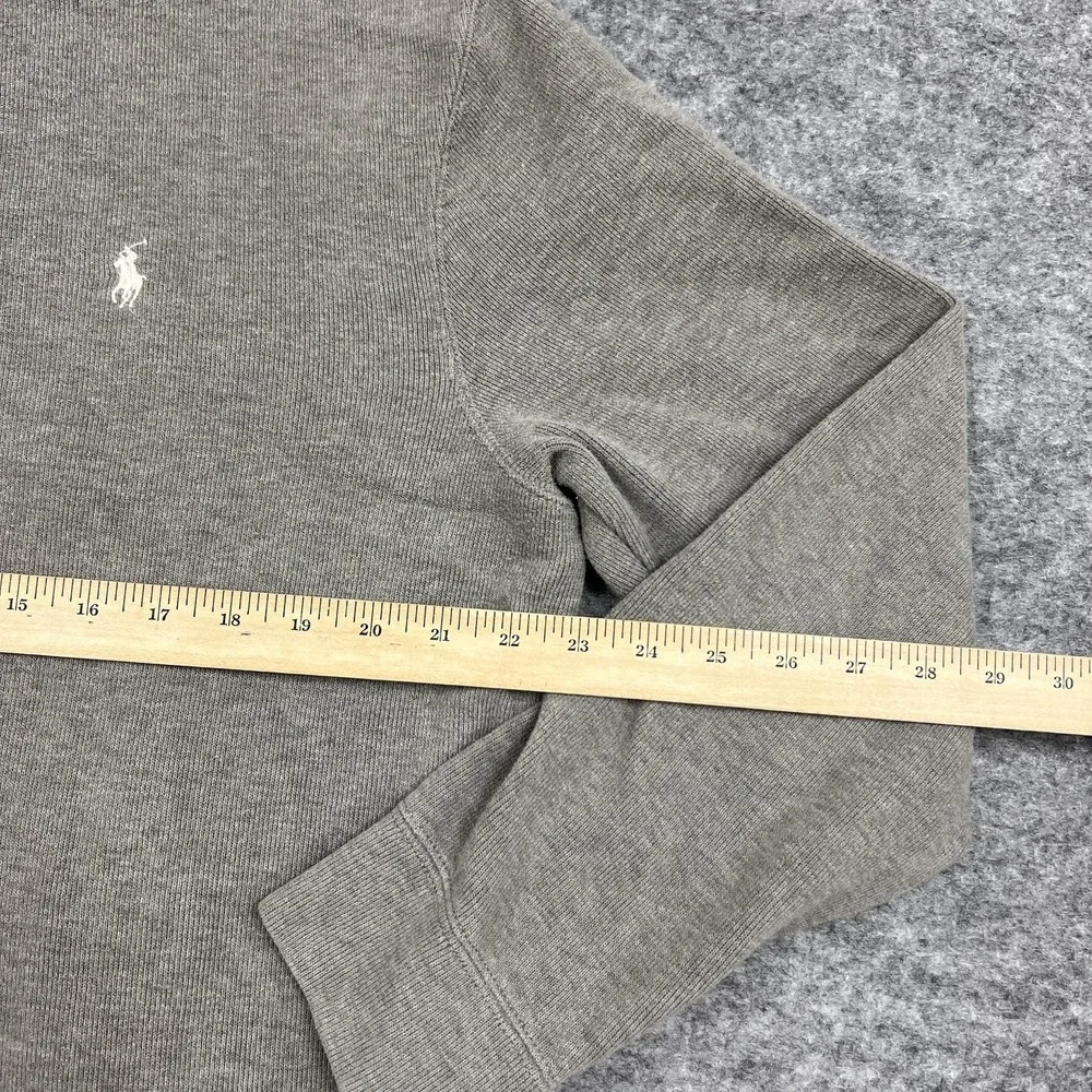 Polo Ralph Lauren Sweater Mens L Gray Mock Neck 1/4 Zip Pullover Preppy Casual